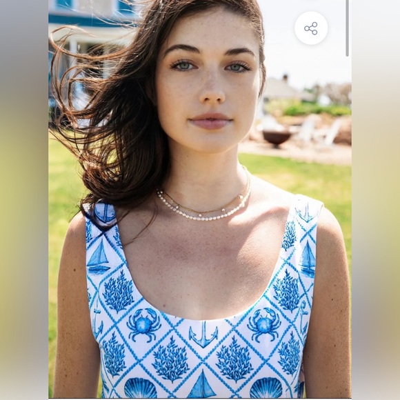 KJP Kiel James Patrick Sea Garden Maxi Dress Sz 8 blue white linen nautical sea - Picture 3 of 15